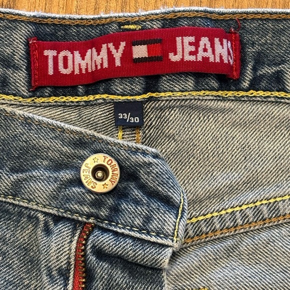 VTG Y2K Tommy Hilfiger Jeans Men's Sz‎ 33x30 Made in USA  Distressed Paint - Picture 4 of 13